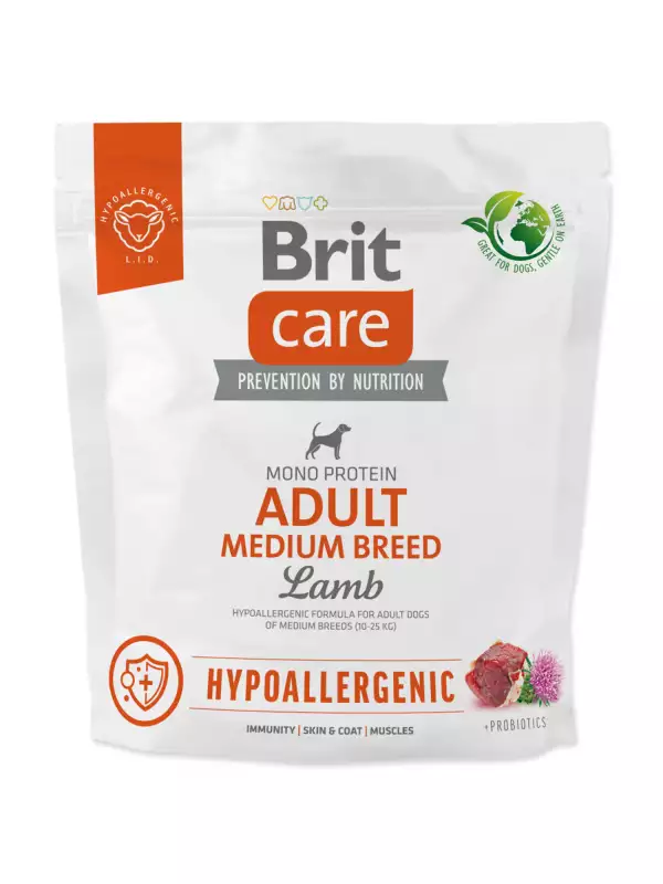 Krmivo Brit Care Dog Hypoallergenic Adult Medium Breed Lamb 1kg