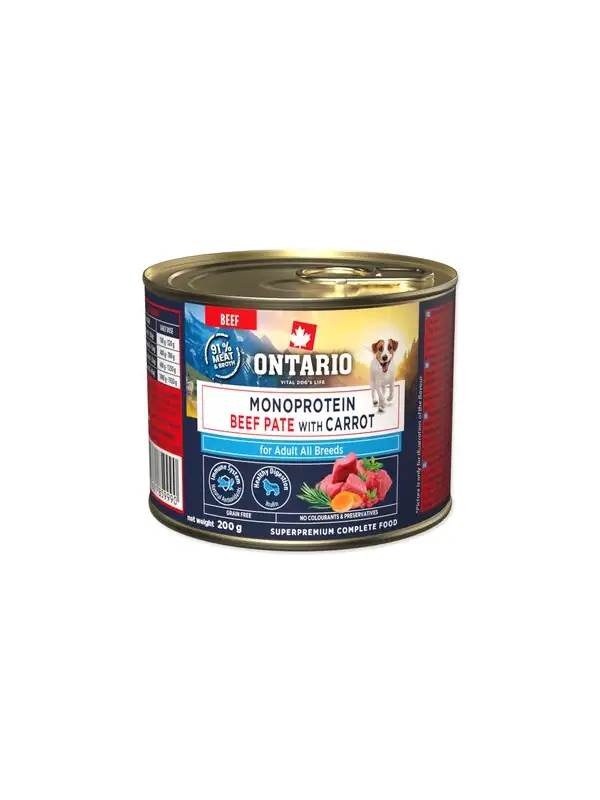 Konzerva Ontario Adult monoprotein hovězí pate s mrkví 200g