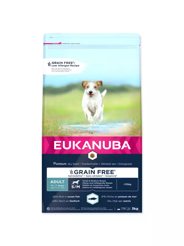 Krmivo EUKANUBA Adult Small & Medium Grain Free Ocean Fish 3kg