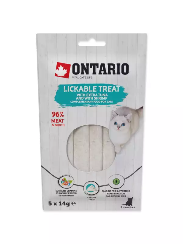 Pochoutka Ontario lízací extra tuňák a krevety 5x14g