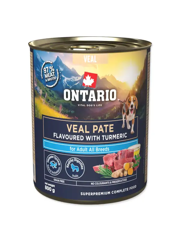 Konzerva Ontario Adult telecí pate s příchutí kurkumy 800g