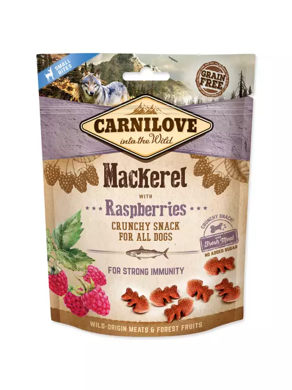 Pochoutka Carnilove Dog Crunchy Snack makrela s malinami 200g