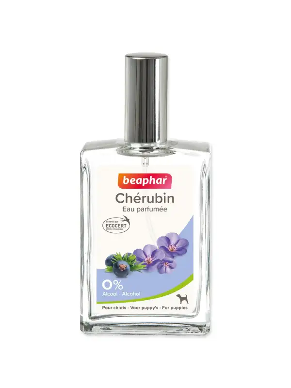 Parfém Beaphar Chérubin pro štěňata jalovec, pelargonie a růže 50ml