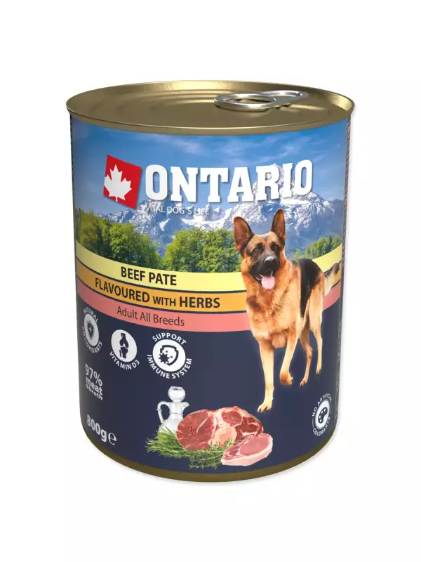 Konzerva Ontario hovězí s bylinkami, paté 800g