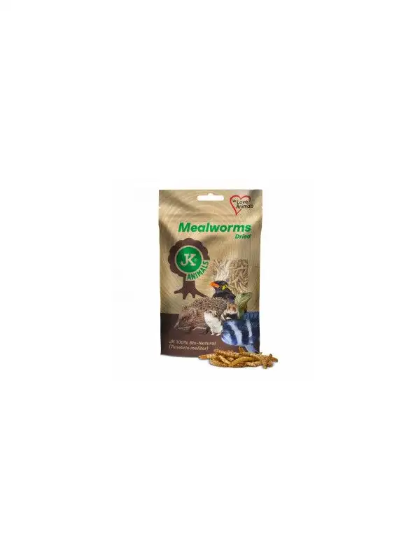 Sušení mouční červi JK Dried Mealworms v sáčku, 80 g, (Tenebrio Molitor)