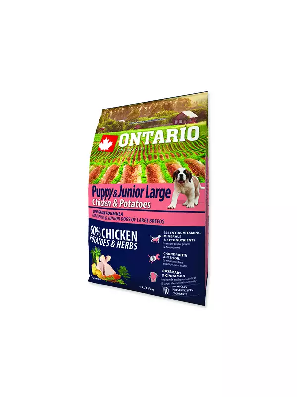 Krmivo Ontario Puppy & Junior Large Chicken & Potatoes 2,25kg