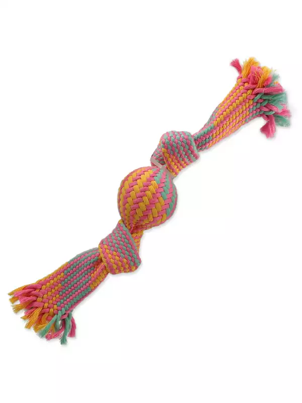 Hračka Dog Fantasy přethovadlo s míčkem barevný vzor 1, 2 knoty 33cm