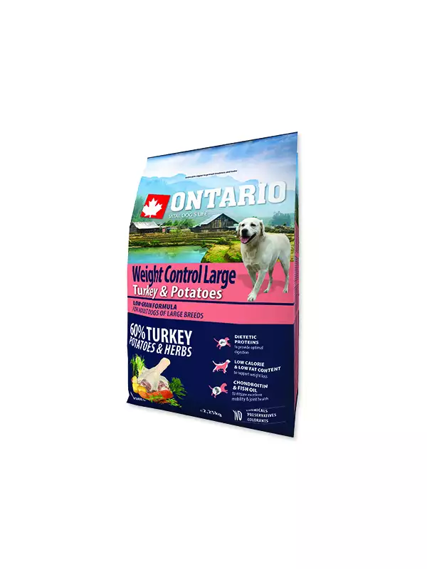 Krmivo Ontario Large Weight Control Turkey & Potatoes 2,25kg