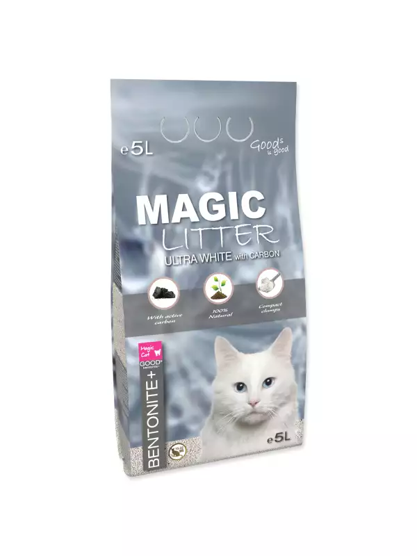 Kočkolit Magic Litter Bentonite Ultra White with Carbon 5L/4,4kg