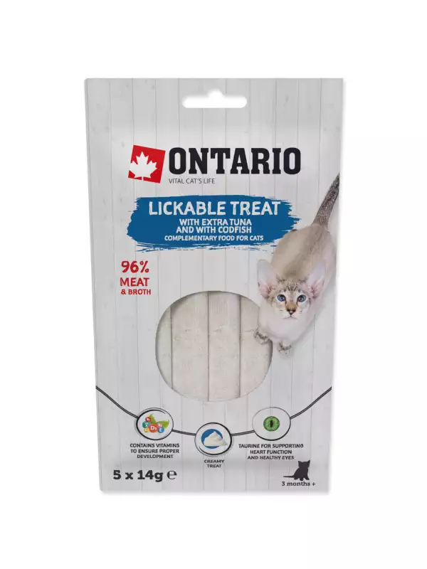 Pochoutka Ontario lízací extra tuňák a treska 5x14g