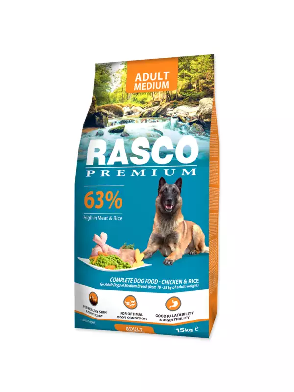 Krmivo Rasco Premium Adult Medium kuře s rýží 15kg