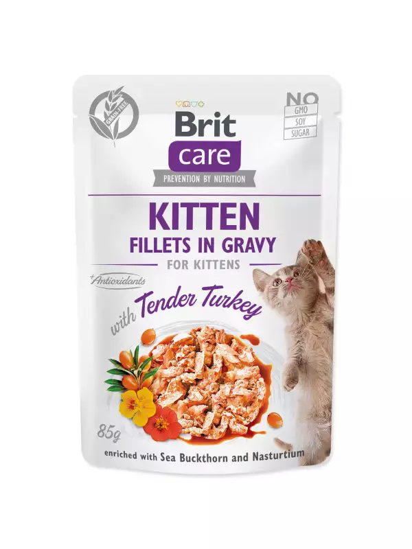 Kapsička Brit Care Cat Kitten krůta, filety v omáčce 85g