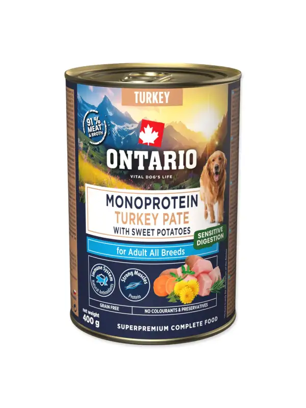 Konzerva Ontario Adult monoprotein krůtí pate s batáty 400g