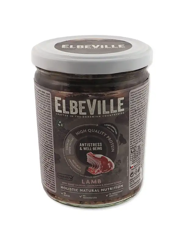 Sklenice Elbeville Dog Tranquility & Well-being, jehněčí s přidaným kozlíkem lékařským 440ml