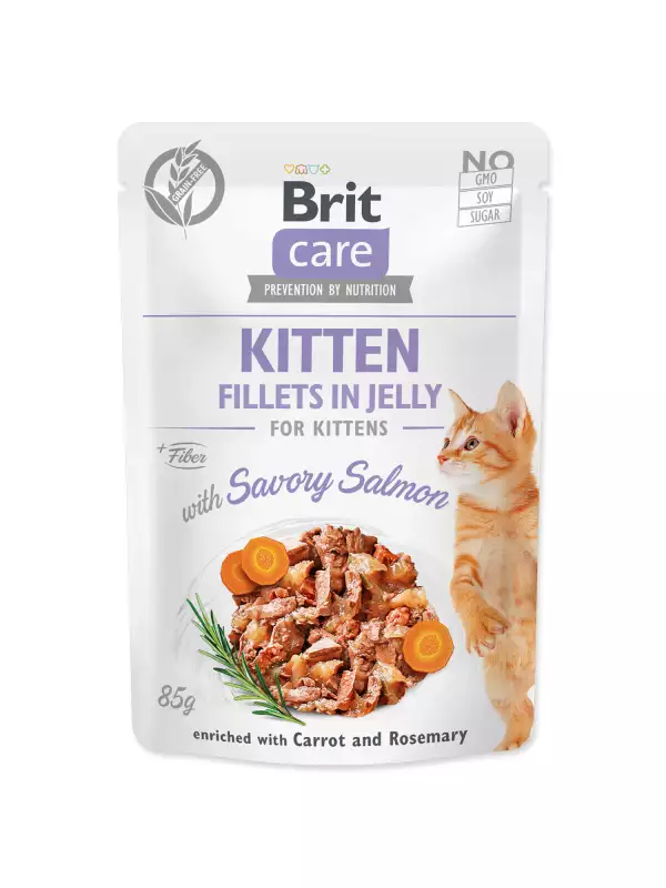 Kapsička Brit Care Cat Kitten losos, filety v želé 85g