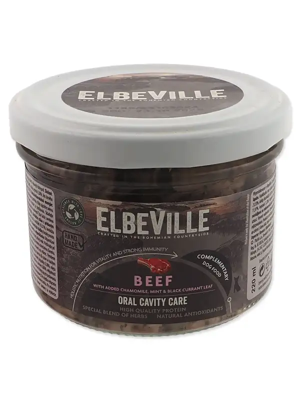 Sklenice Elbeville Dog Oral Cavity Care, hovězí s přidaným heřmánkem 220ml