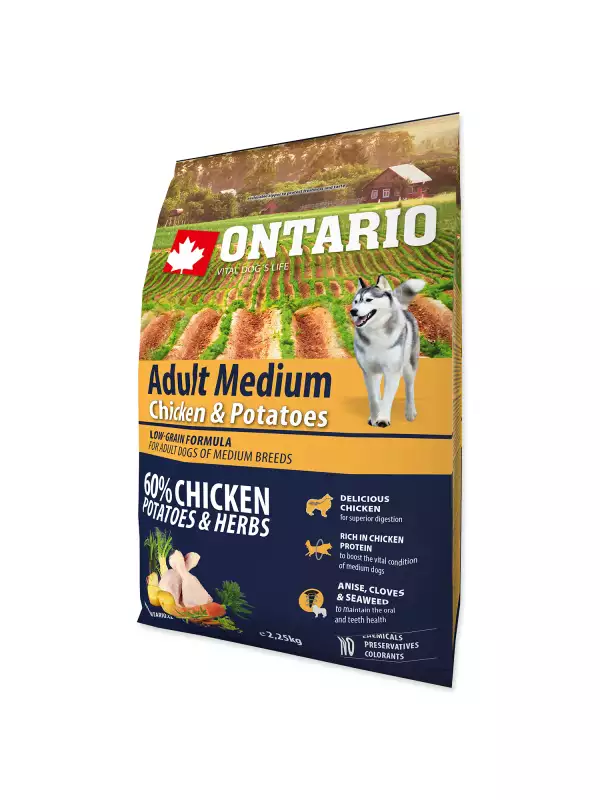 Krmivo Ontario Adult Medium Chicken & Potatoes 2,25kg