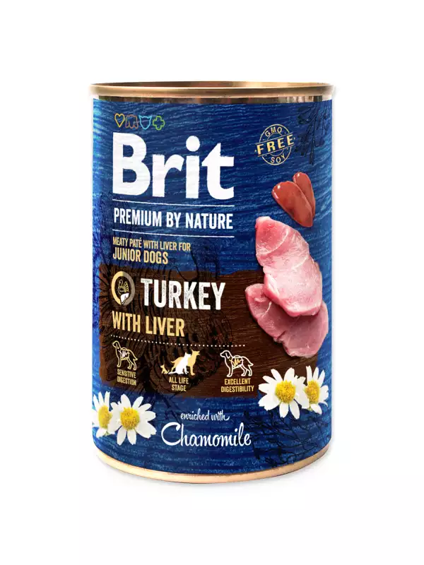 Konzerva Brit Premium by Nature krůta s játry 400g