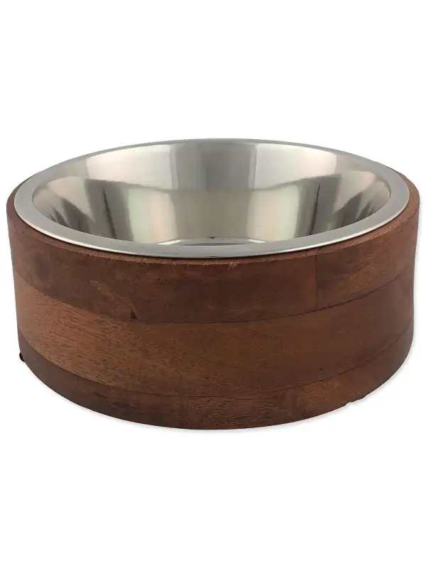Miska Dog Fantasy nerez v dřevě, rovná 1730ml