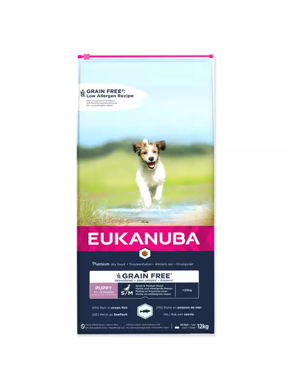 Krmivo EUKANUBA Puppy & Junior Small & Medium Grain Free Ocean Fish 12kg