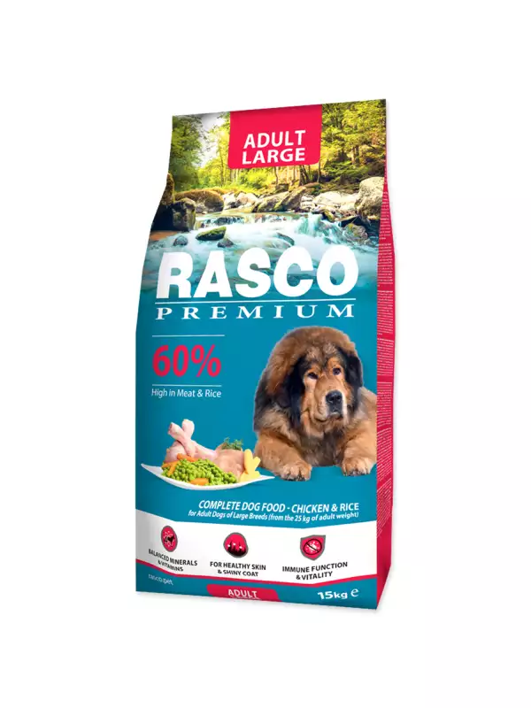 Krmivo Rasco Premium Adult Large kuře s rýží 15kg