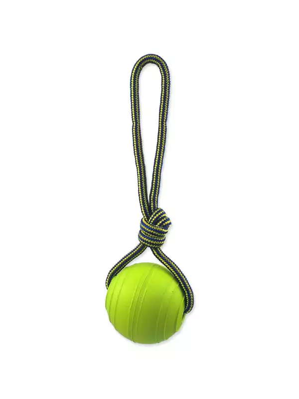 Hračka Dog Fantasy EVA Foam míč s lanem plastová a plovoucí zelená 8cm