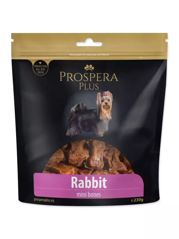 Pochoutka Prospera Plus králičí mini kosti 230g
