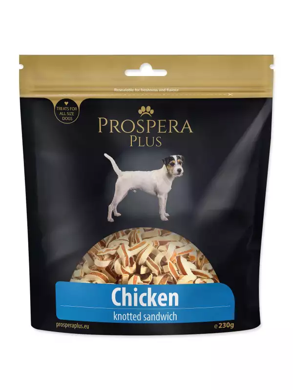 Pochoutka Prospera Plus kuřecí sandwich, uzlíky 230g
