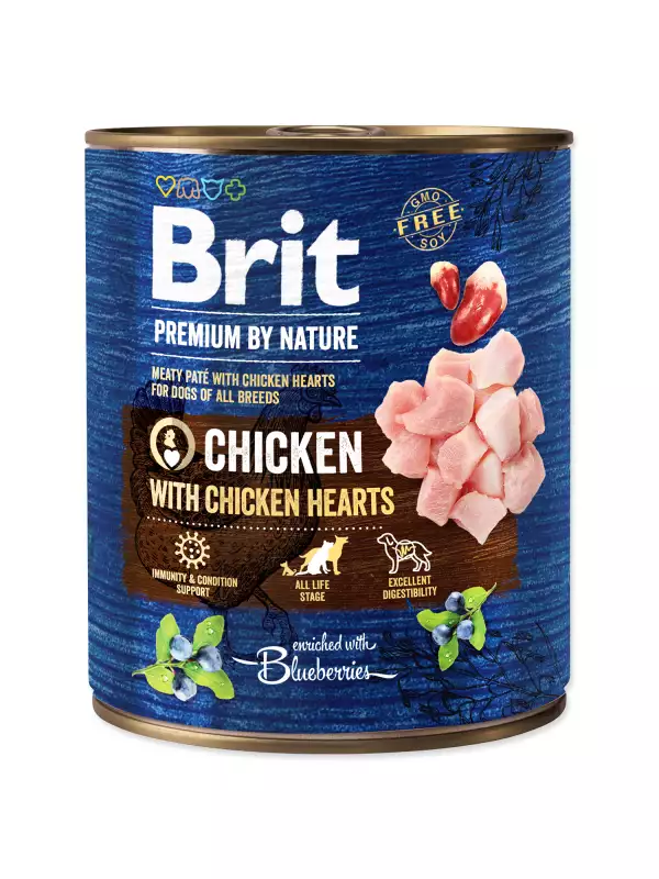 Konzerva Brit Premium by Nature kuře a srdce 800g