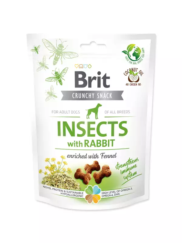 Pochoutka Brit Care Dog Crunchy Cracker Insects, králík s fenyklem 200g