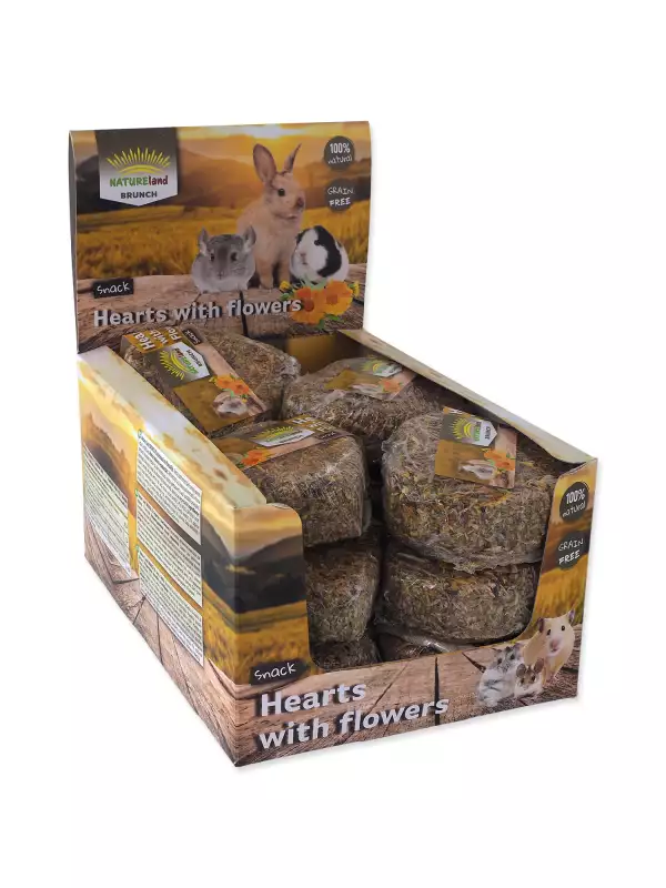 Pochoutka Nature Land BRUNCH XL srdíčko s lístky Displej 90g 14ks
