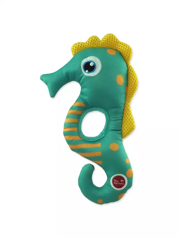 Hračka Dog Fantasy Water Float mořský koník pískací a plovoucí zelená 22,5cm