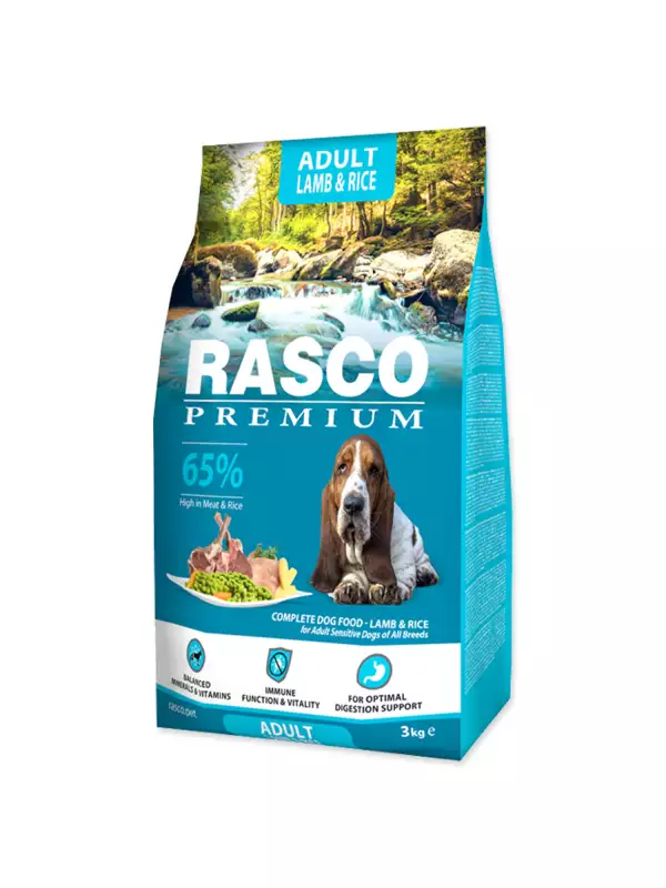 Krmivo Rasco Premium Adult jehněčí s rýží 3kg