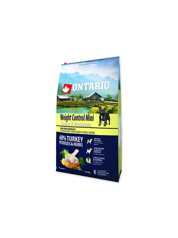 Krmivo Ontario Mini Weight Control Turkey & Potatoes 6,5kg