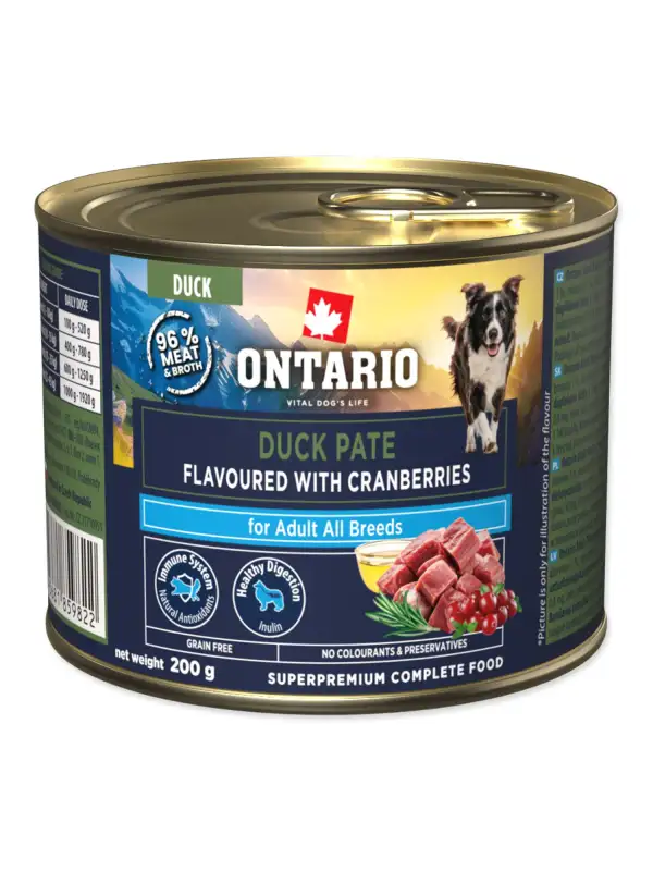 Konzerva Ontario Adult kachní pate s příchutí brusinek 200g