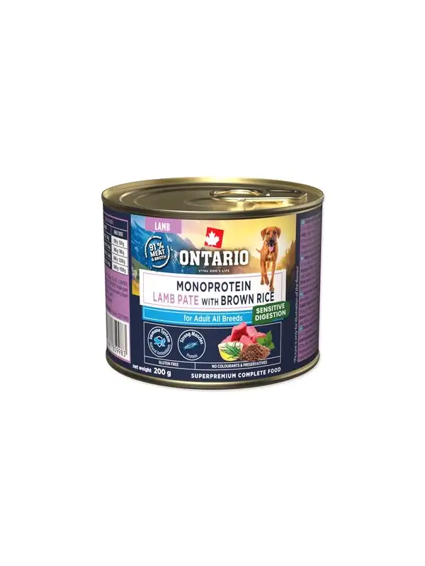 Konzerva Ontario Adult monoprotein jehněčí pate s hnědou rýží 200g